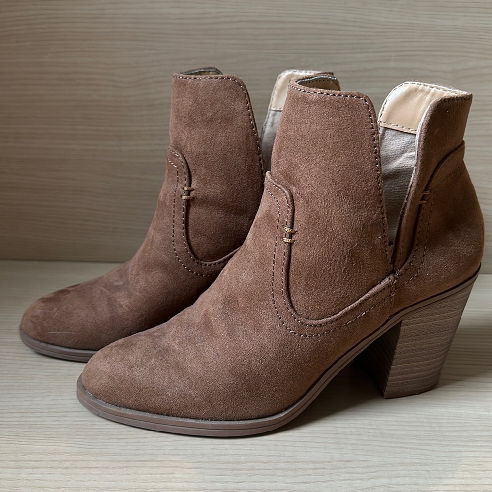 Express Tan Side Slit Booties 7